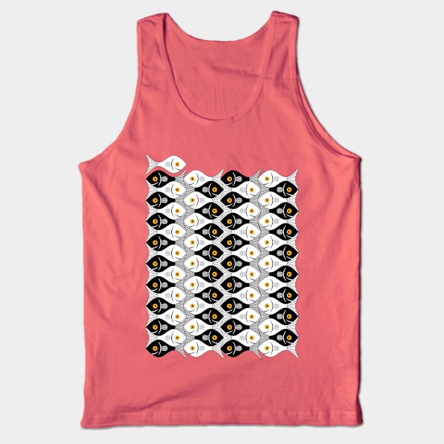 Escher fish style III black and white Tank Top by Maxsomma